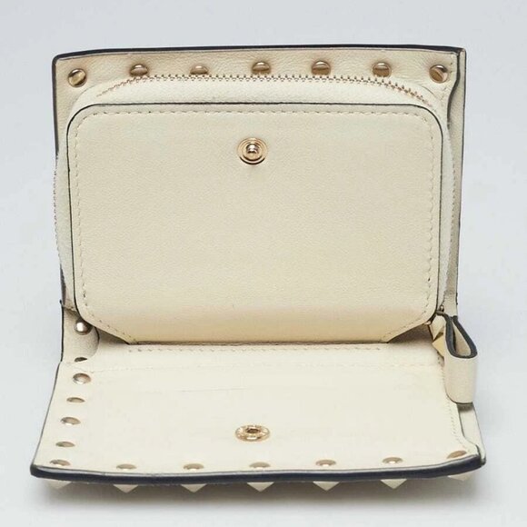 Valentino White Leather and Rockstud Bi-Fold Compact Wallet - Picture 9 of 9